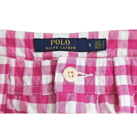 POLO Ralph Lauren ~Woman Size 6~ Pink/White Plaided Print Shorts Cotton Blend. - Picture 5 of 15
